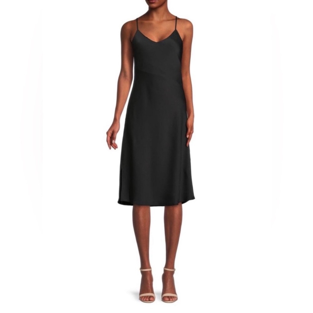 Sam Edelman Elegant Black Slip Dress Midi Size medium formal layering silky
